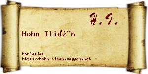 Hohn Ilián névjegykártya